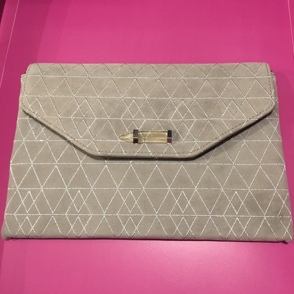 Stella & Dot Grey and Silver Clutch